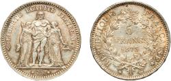 World Coins - France Third Republic 1873 A 5 Francs Silver (.900) Paris Mint (27192181) 24.94g AU Franc 2014 334/9 KM 820.1
