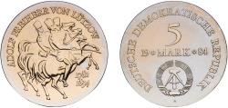 World Coins - Germany German Democratic Republic Democratic republic 1984 A 5 Mark (Adolf Freiherr von Lützow) Nickel brass Berlin Mint (45000) 12.52g UNC KM 98
