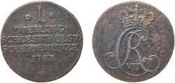 World Coins - Germany Danish duchies of Schleswig and Holstein 1787 1 Dreiling - Christian VII Copper Altona, Schleswig-Holstein Mint 5.47g VF  Jaeg 6 NWD 2 SIEG 37 Hede 47 KM 116