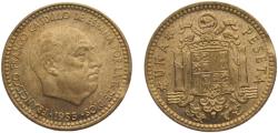 World Coins - Spain Nationalist Government Francisco Franco 1953 *19-62 1 Peseta 1st portrait 3.5g