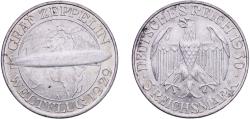 World Coins - Germany 1930 A 3 Reichsmark (Graf Zeppelin) Silver (.500) Berlin Mint (541900) 15.01g AU  KM 67 J 342