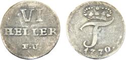 World Coins - Germany Holy Roman Empire Landgraviate of Hessen-Kassel Friedrich II 1770 6 Heller
