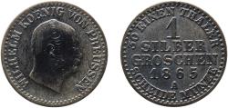 World Coins - Germany Kingdom of Prussia 1865 A 1 Silbergroschen - William I Billon (.220 silver) Berlin Mint 2.1g VF  AKS 103 Olding FR 415, 418, 421 Jaeg 9 Pr 89 KM 485 Neum 14