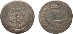 World Coins - Germany Kingdom of Württemberg German states 1810 6 Kreuzers - Frederick I Billon (.333 silver) Staatliche Münze Baden-Württemberg Mint (6517875) 2.06g F  AKS 51 KR 44 Jaeg 1 Wu 9