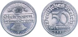 World Coins - Germany Germany - 1871-1948 Weimar Republic 1920 D 50 Pfennigs Aluminium (28305806) 1.7g UNC KM 27 AKS 37 J 301 Schön 24