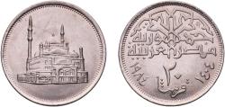 World Coins - Egypt Arab Republic of Egypt AH 1404 (1984) 20 Qirsh Copper-nickel Cairo Mint (31124000) 5.98g UNC  KM 557 Schön 272 MHC 345