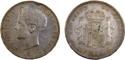 World Coins - Spain Kingdom Alfonso XIII 1899 *18-99 SGV 5 Pesetas 3rd portrait