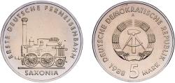 World Coins - Germany German Democratic Republic Democratic republic 1988 A 5 Mark (Saxonia Locomotive) Nickel brass Berlin Mint (496800) 9.49g UNC KM 120