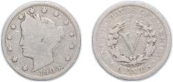 Us Coins - United States Federal republic 1903 5 Cents "Liberty Nickel" (with "CENTS") Copper-nickel (28004935) 5g F KM 112 Schön 119