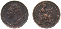 World Coins - Great Britain United Kingdom 1822 1 Farthing - George IV (1st issue) Copper Royal Mint (Tower Hill) (5924300) 4.72g XF KM 677 Sp 3822