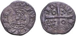World Coins - Spain Principality of Catalonia 1213 - 1276 Dinero - Jaime I Billon (.250 silver) La Seca Mint 0.95g XF  Cru 310