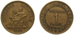 World Coins - France Third Republic 1922 1 Franc (Chambers of Commerce) Copper-aluminium (91% Copper, 9% Aluminium) Paris Mint (111342910) 4g XF F 218 Gad 468 KM 876 Schön 197
