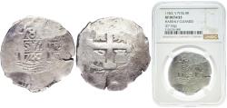 World Coins - Peru Spanish colony 1740 L V 8 Reales - Felipe V Silver (.917) 27.53g NGC XF Cleaned  KM 34a