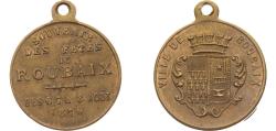 World Coins - France Third Republic 1876 Medal - Souvenir des Fetes de Roubaix Brass 5g AU