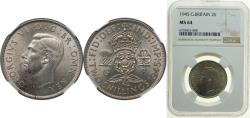 World Coins - Great Britain Kingdom 1945 2 Shillings - George VI Silver (.500) (25858000) 11.31g NGC MS 64 KM 855 Sp 4081
