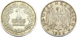 World Coins - Germany Weimar Republic 1926 A 1 Reichsmark