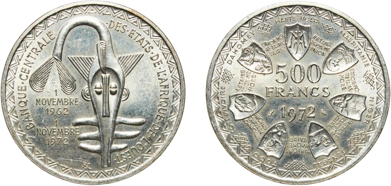 500 Francs CFA (Monetary Union) 1972