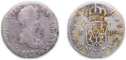 World Coins - Spain Kingdom 1831 JB ½ Real - Fernando VII Silver (.812) Seville Mint 1.37g VF KM 482