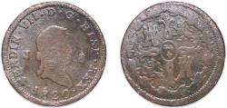 World Coins - Spain Kingdom 1820 J 8 Maravedis - Fernando VII Copper Jubia Mint 8.26g VF KM 491