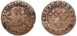 World Coins - France Kingdom 1630 A Double Tournois - Louis XIII (7th type) Copper Paris Mint 2.15g VF CGKL 398