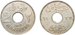 World Coins - Egypt Arab Republic of Egypt AH 1335 (1917) 2 Milliemes - Hussein Kamel Copper-nickel (2706413) 3.98g XF  KM 314 MHC 203