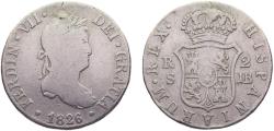 World Coins - Spain Kingdom Fernando VII 1826 S JB 2 Reales 5.6g