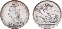 World Coins - Great Britain United Kingdom Kingdom 1887 1 Crown - Victoria (2nd portrait) Original luster Silver (.925) Royal Mint (Tower Hill) (173500) 28.28g UNC  KM 765 Sp 3921