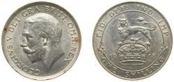 World Coins - Great Britain United Kingdom 1918 1 Shilling - George V (1st type) Silver (.925) (34915900) 5.66g UNC KM 816 Sp 4013