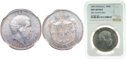 World Coins - Portugal Kingdom 1899 1000 Réis - Carlos I Silver (.9167) Lisbon Mint (1500000) 25g NGC UNC Scratches KM 540 Gomes C1 13
