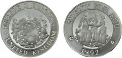 World Coins - Great Britain United Kingdom Elizabeth II 1992 25 ECU Three Graces, Fantasy items