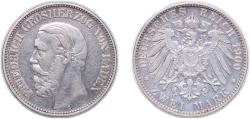 World Coins - Germany Grand-duchy of Baden German states 1900 G 2 Mark - Frederick I Silver (.900) (222000) 11.111g XF KM 269 J 28