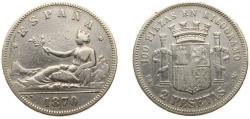 World Coins - Spain Provisional Government 1870 *18-73 DEM 2 Pesetas - Provisional Government Silver (.835) Madrid Mint (11879646) 10g VF KM 654