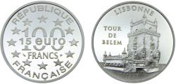 World Coins - France Fifth Republic 1997 100 Francs / 15 Euro The Tour of Belem, Lisbon