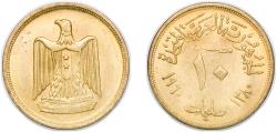 World Coins - Egypt 1960 (AH1380) 10 Milliemes Aluminium bronze (Copper 92%, Aluminium 8%) (16079999) 5.06g UNC  KM 395 Schön B94 Schön 102 MHC 319 MHC 320