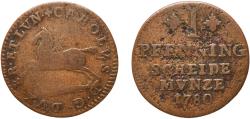 World Coins - Germany Principality of Brunswick-Wolfenbüttel Holy Roman Empire 1780 MC 1 Pfenning - Charles William Ferdinand Copper Brunswick / Braunschweig Mint 1.6g VF  Welter 2933 KM 995 Sc