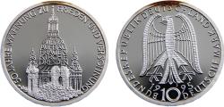 World Coins - Germany Federal republic 1995 J 10 Deutsche Mark 50th anniversary of destruction of Frauenkirche in Dresden