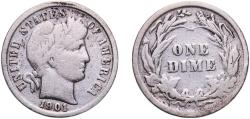 Us Coins - United States Federal republic 1901 1 Dime "Barber Dime" Silver (.900) (.100 copper) Philadelphia Mint (18859665) 2.4g VF  KM 113 Schön 120