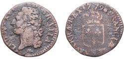 World Coins - France Kingdom 1779 N 1 Sol - Louis XVI Copper Montpellier Mint (1232180) 5.92g F  Dy royales 1714 KM 578 Gad R2 350 Ciani Royales 2194 Clairand 35200