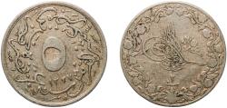 World Coins - Egypt Arab Republic of Egypt AH 1327 (1910) H	 5⁄10 Qirsh - Mehmed V Copper-nickel (75% Copper, 25% Nickel) Heaton and Sons / The Mint Birmingham Limited (2131000) 3.86g VF  KM 30