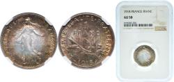 World Coins - France Third Republic 1918 1 Franc Silver (.835) Paris Mint (50112330) 5g NGC AU 58  Franc 2014 217 Gad 1789 467 KM 844 Schön 187