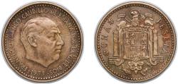 World Coins - Spain Nationalist Government 1953 * 19-61 1 Peseta - Francisco Franco (Benlliure) Aluminium bronze (92.5% copper, 7.5% aluminium) (25830000) 3.46g XF KM 775 Cal 75 Schön 28.1