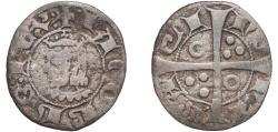 World Coins - Spain Principality of Catalonia 1291 - 1327 Dinero - Jaime II Billon (.250 silver) La Seca Mint 0.76g VF  Cru 346