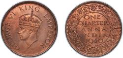 World Coins - India India - British Indian princely states 1940 • ¼ Anna - George VI Bronze (116720919) 4.86g UNC KM 530