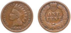 Us Coins - United States Federal republic 1889 1 Cent "Indian Head Cent" Bronze (.950 copper, .050 tin and zinc) (48866025) 3.11g VF KM 90a Schön 117a
