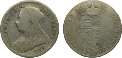 World Coins - Great Britain United Kingdom 1900 ½ Crown - Victoria (3rd portrait) Silver (.925) Royal Mint (Tower Hill) 14.14g VF KM782 Sp3938