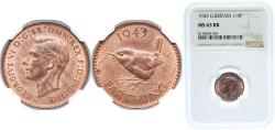 World Coins - Great Britain United Kingdom 1943 1 Farthing - George VI (with 'IND:IMP') Bronze Royal Mint (Tower Hill) (33345600) 2.83g NGC MS 63 KM 843 Sp 4116
