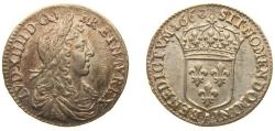 World Coins - France Kingdom 1660 A ¹⁄₁₂ Ecu with juvenile bust - Louis XIV Silver (.917) Paris Mint (8175276) 2.3g AU Dy royales 1486 KM 199.1
