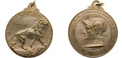 World Coins - Belgium Kingdom 1914 Medal - Resistance of Liege, Waelhem and Nieuport Silver plated copper 9.5g AU