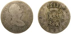 World Coins - Spain Kingdom 1820 M GJ 2 Reales - Fernando VII Silver (.812) Madrid Mint 5.7g VF KM 460.2