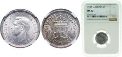 World Coins - Great Britain United Kingdom 1944 6 Pence - George VI (1st coinage) Silver (.500) Royal Mint (Tower Hill) (37952600) 2.83g NGC MS 62 KM 852 Sp 4084